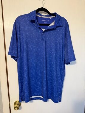 Walter Hagen Blue Polo with Subtle White Dot Grid